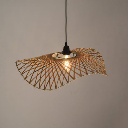 Swirl Pendant Lamp: Hanging Cane Chandelier | Handmade Cafe Lighting Restaurants Decor [45cm/18in, 60cm/24in, 90cm/36in Dia]-Mianzi