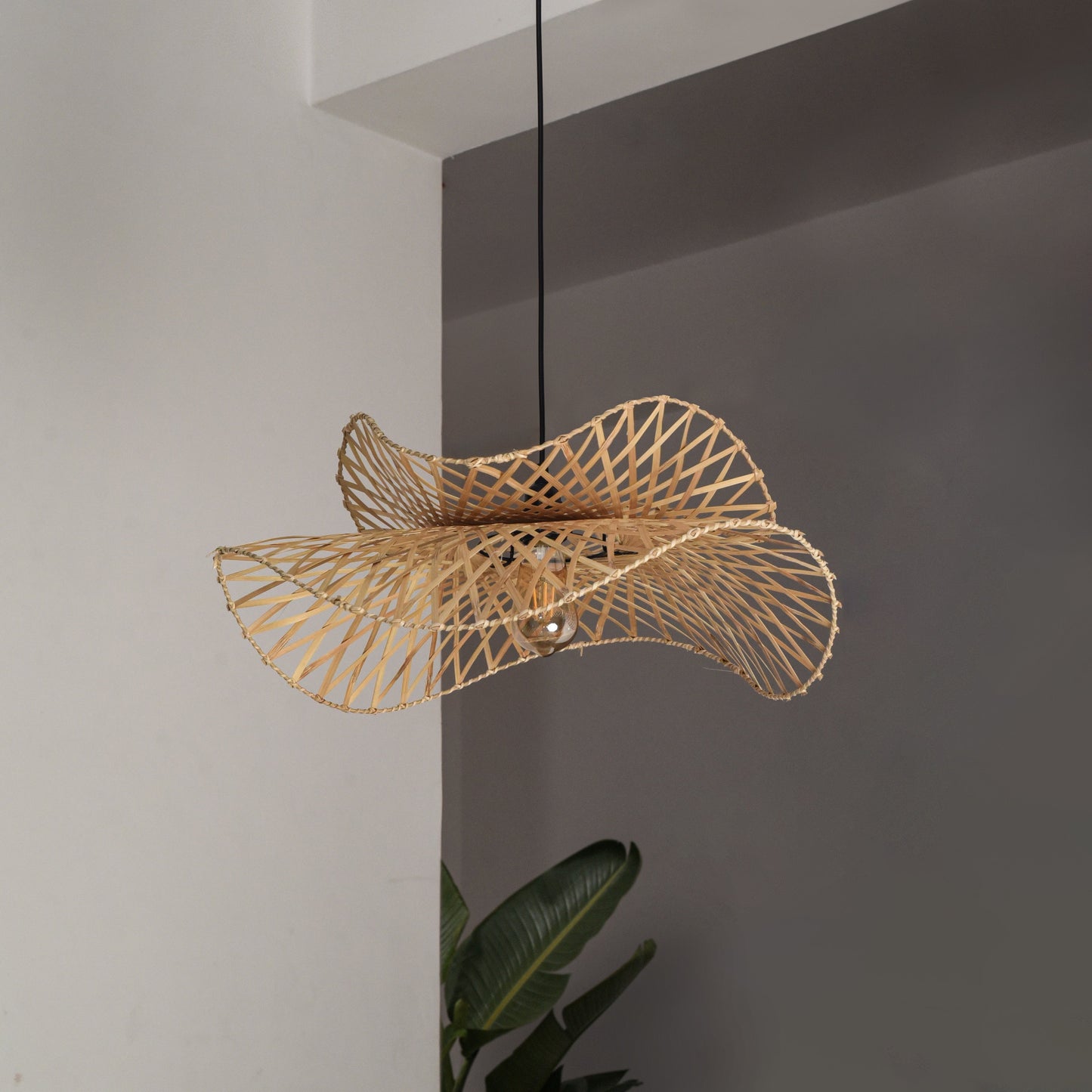 Swirl Bloom Pendant Lamp: Woven Light | Natural/Bamboo Lamps for Home Restaurants and Offices [60cm/24in, 90cm/36in Dia]-Mianzi