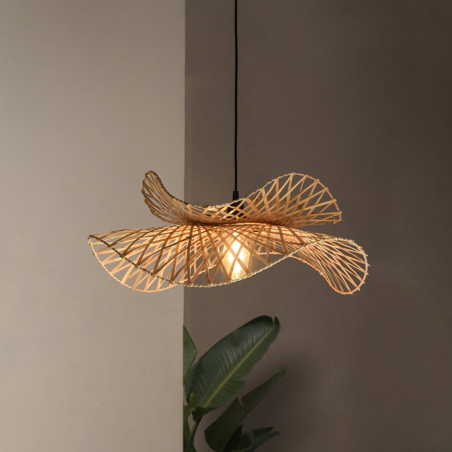 Swirl Bloom Pendant Lamp: Woven Light | Natural/Bamboo Lamps for Home Restaurants and Offices [60cm/24in, 90cm/36in Dia]-Mianzi