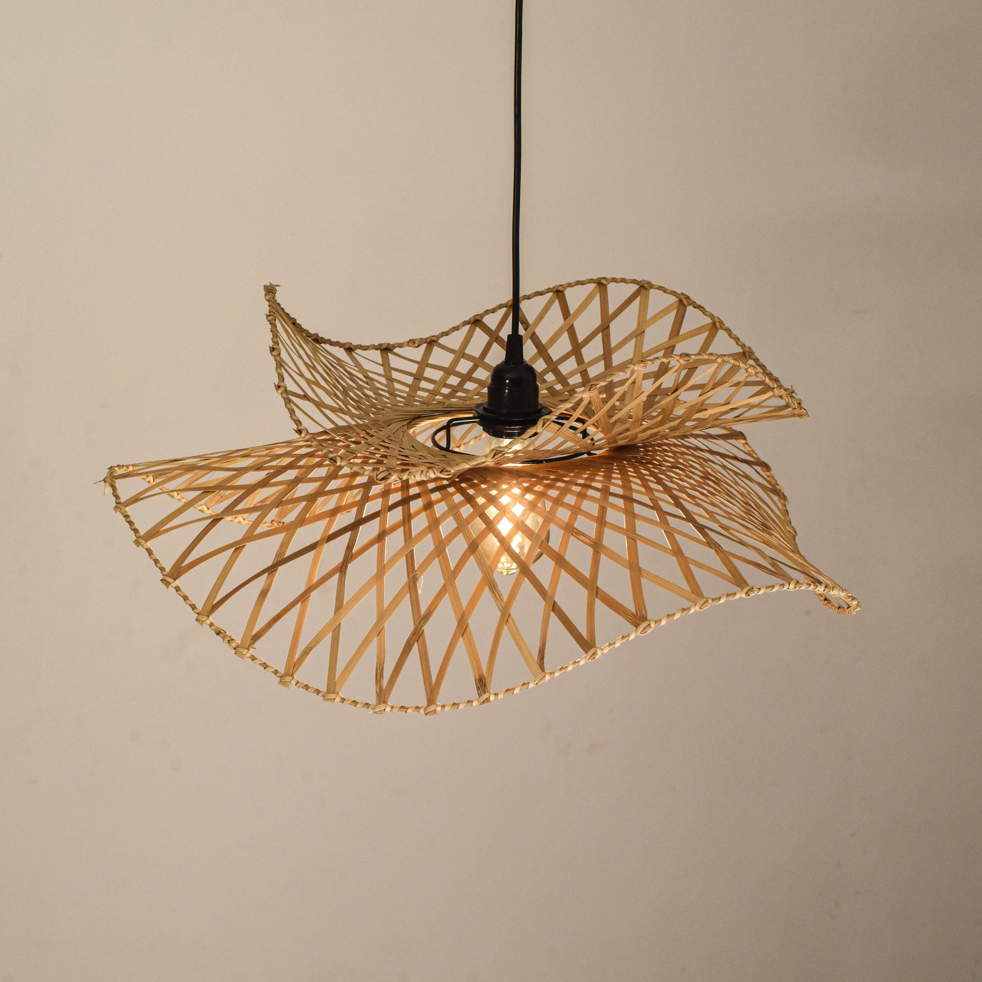 Swirl Bloom Pendant Lamp: Woven Light | Natural/Bamboo Lamps for Home Restaurants and Offices [60cm/24in, 90cm/36in Dia]-Mianzi