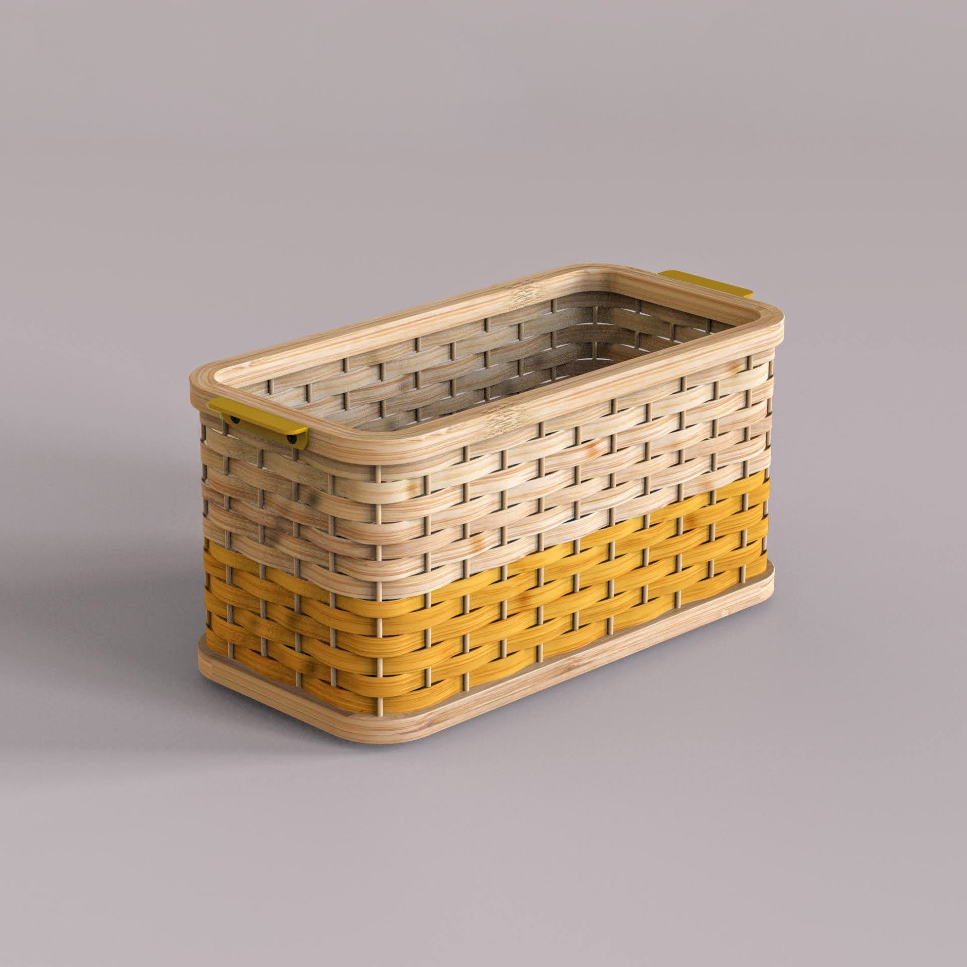 Stadium Desk Basket: Bamboo Handwoven Storage Basket | Multi-Color Basket for Office Desk Study Table | Corporate Gifting [30cm/12in(L) x 15cm/6in(B) x 15.5cm/6in(H)]-Mianzi