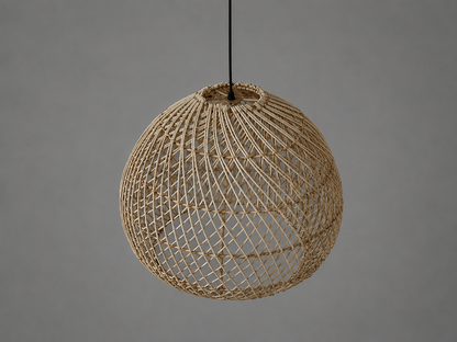 Mianzi Loom Pendant Lamp: Rattan Cane Handmade Lamp Boho Restaurants Decor