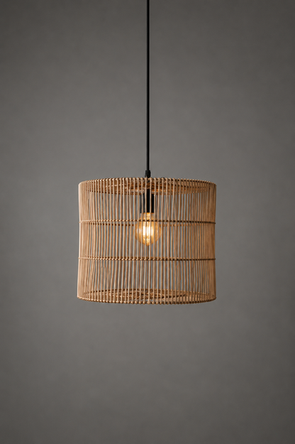 Mianzi Moss Pendant Lamp: Rattan Cane Handmade Lamp Boho Restaurants Decor