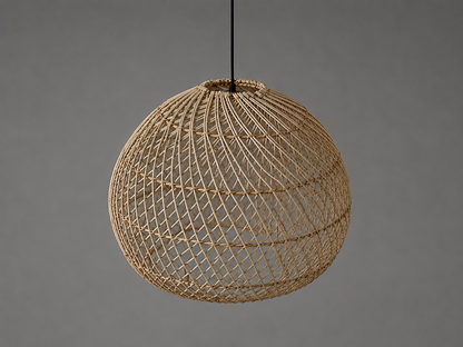 Mianzi Loom Pendant Lamp: Rattan Cane Handmade Lamp Boho Restaurants Decor
