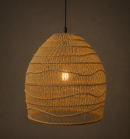 Mianzi Crator Pendant Lamp: Rattan Cane Handmade Lamp Boho Restaurants Decor