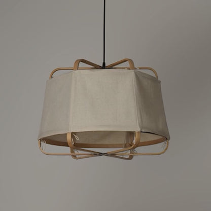 Ares Fabric Pendant Lamp Juniper: Bamboo Fabric Handmade Lamp Boho Restaurants Decor