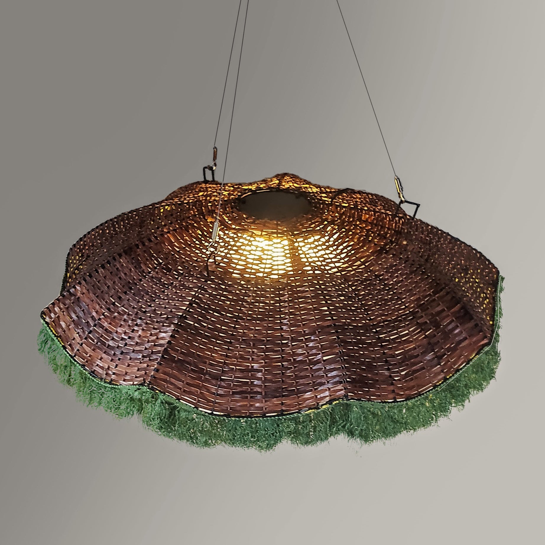 Aster Lamp: Designer Bamboo Chandelier | Large Japandi Cane Lamp | Handmade Cafe Lighting [61cm/24in, 91cm/36in, 122cm/48in Dia]-Mianzi