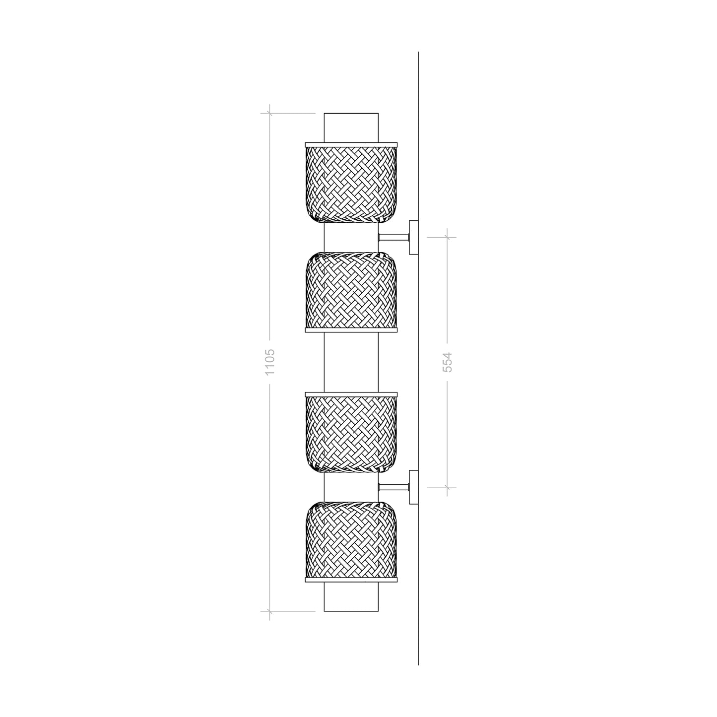 Metamorphosis Linear Wall Lamp Sconce DD: Handmade Bamboo Lighting for Cafe Corner Decor [107.5cm/42in(L) x 20cm/8in(H)]