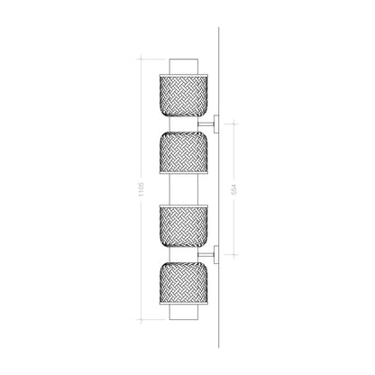 Metamorphosis Linear Wall Lamp Sconce DD: Handmade Bamboo Lighting for Cafe Corner Decor [107.5cm/42in(L) x 20cm/8in(H)]
